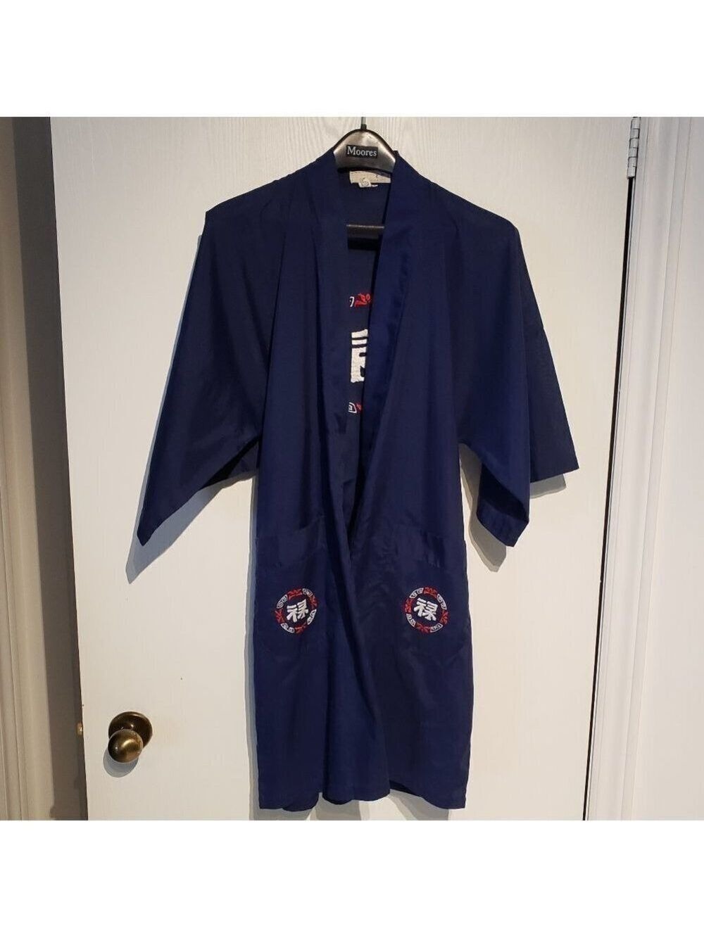 Men's Navy Kimono Robe - Picture 3 of 6